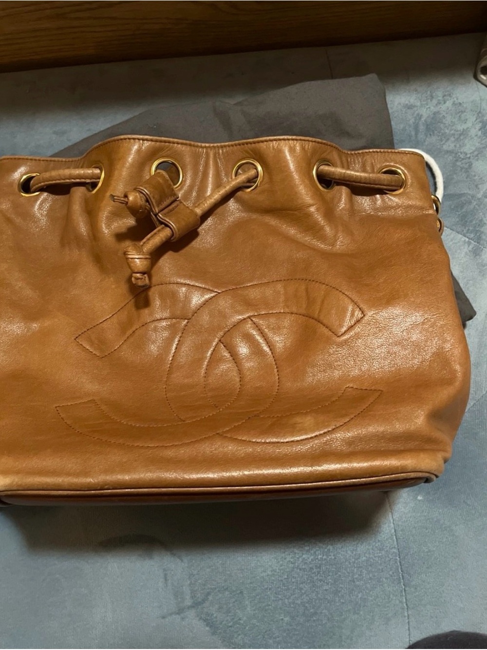 CHANEL Cognac Leather Drawstring Shoulder chain Bag - Picture 2 of 12